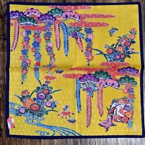 Traditional Okinawan Bingata Japanese Hankachi Vibrant Floral Cotton Furoshiki
